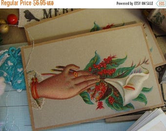 ONSALE One Antique 1800s Christmas Stunning Trade Lithograph Trading Card N0126