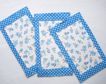 3 Baby Girl Blue Bird Burp Cloth Set Shower Gift