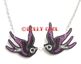 Swallow Necklace Tattoo Double Day Of The Dead Inspired By Dolly Cool Sparrow Twin Two Swallow Necklace Tattoo Double Day Of The Dead Inspired By Dolly Cool Sparrow Twin Two