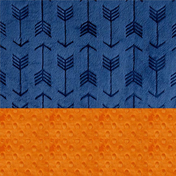 Personalized Baby Blanket For Boy- Minky Blanket Embossed Arrow Blanket - Orange Blue Navy Arrow Nursery / Baby Shower Gift
