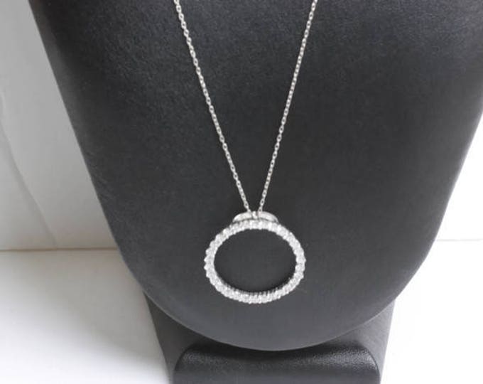 Sterling Crystal CZ Eternity Necklace Open Circle Pendant Sterling Silver