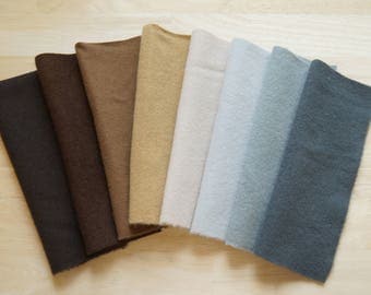 Brown - Gray Hand Dyed Felted Wool in a Beautiful Collection a Perfect Rug Hooking and Applique Wool