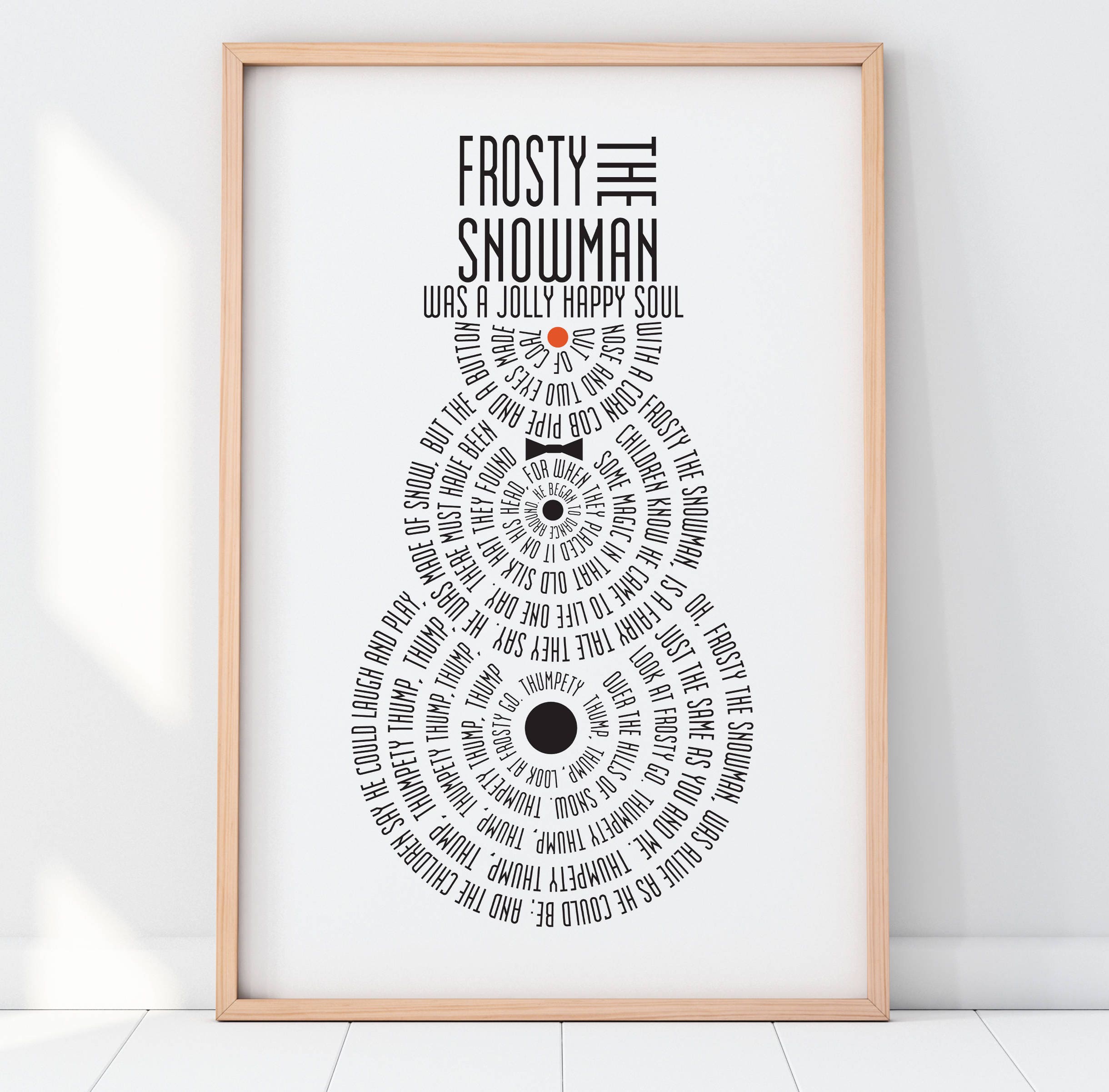 Frosty the Snowman Print Typography Christmas Art 8x10