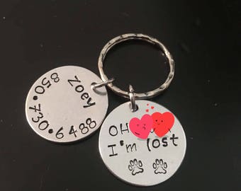 Funny Dog Collar Tag, Mature Content Hand Stamped Dog Collar Tag, I am lost, lost pet, dog tag, dog tags, oh shit I am lost, collar