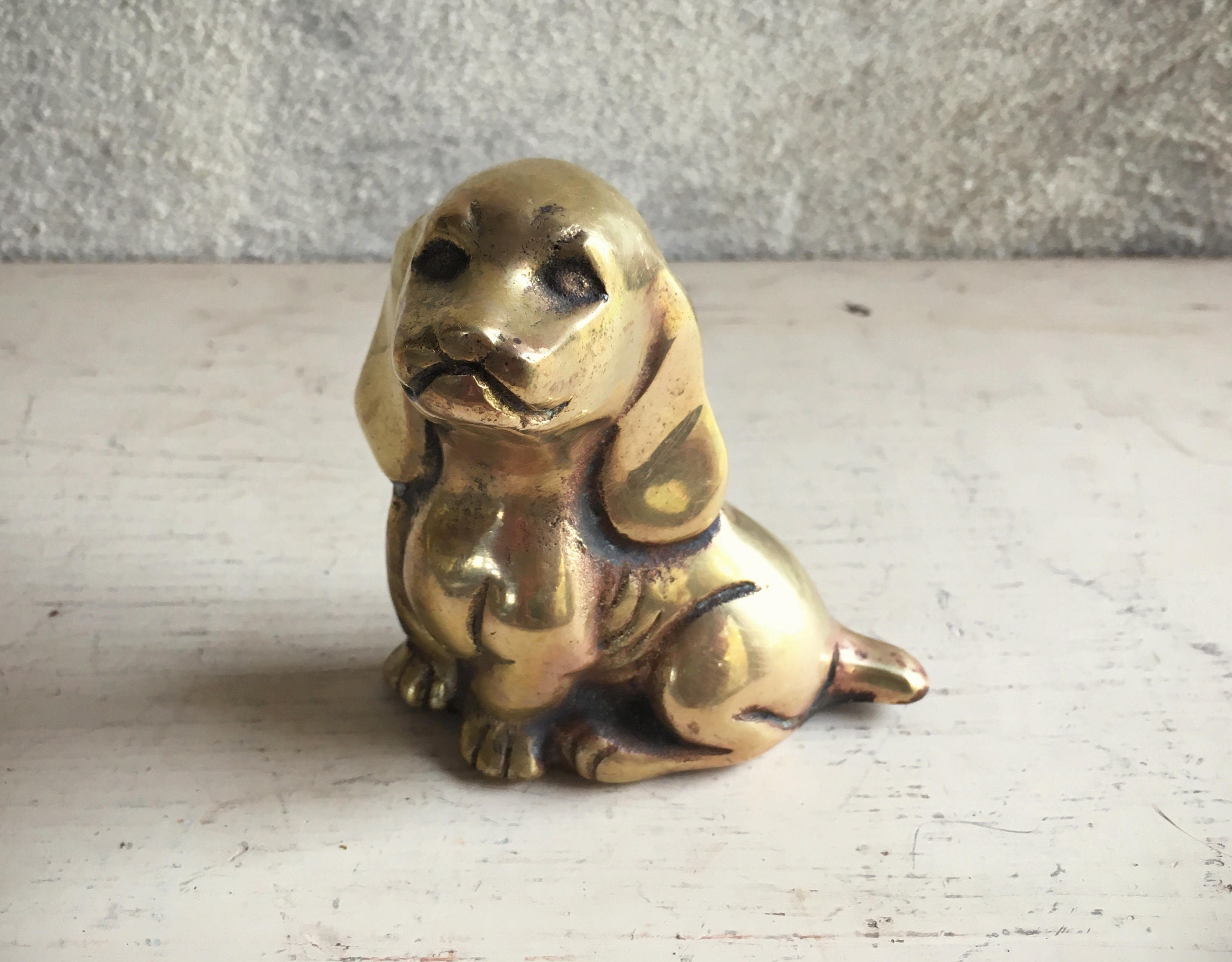 Small solid brass dog figurine, brass decor