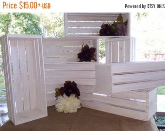 PICK ME SALE white wedding / wedding centerpiece , white wash wooden crates , wedding decor , wedding reception , mason jar holder , table c