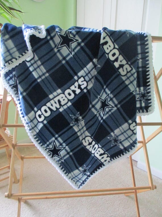 NFL DALLAS COWBOYS Baby Blanket Fleece with Hand Crochet Edge