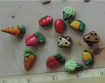SALE Vegetable Veggie Lover Buttons, Novelty Buttons Assortment Package by Buttons Galore, Style 4092 "Veggie Lover", Sewing, Crafting Embel