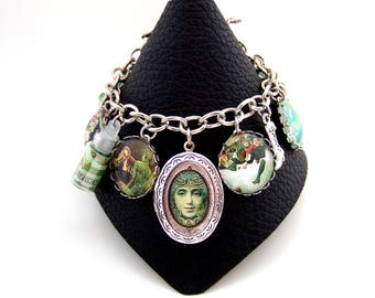 Absinthe Bracelet- La Fee Verte Charm Bracelet- Green Fairy Bracelet- Absinthe Jewellery- Altered Art Charm Bracelet- Wearable Art Bracelet