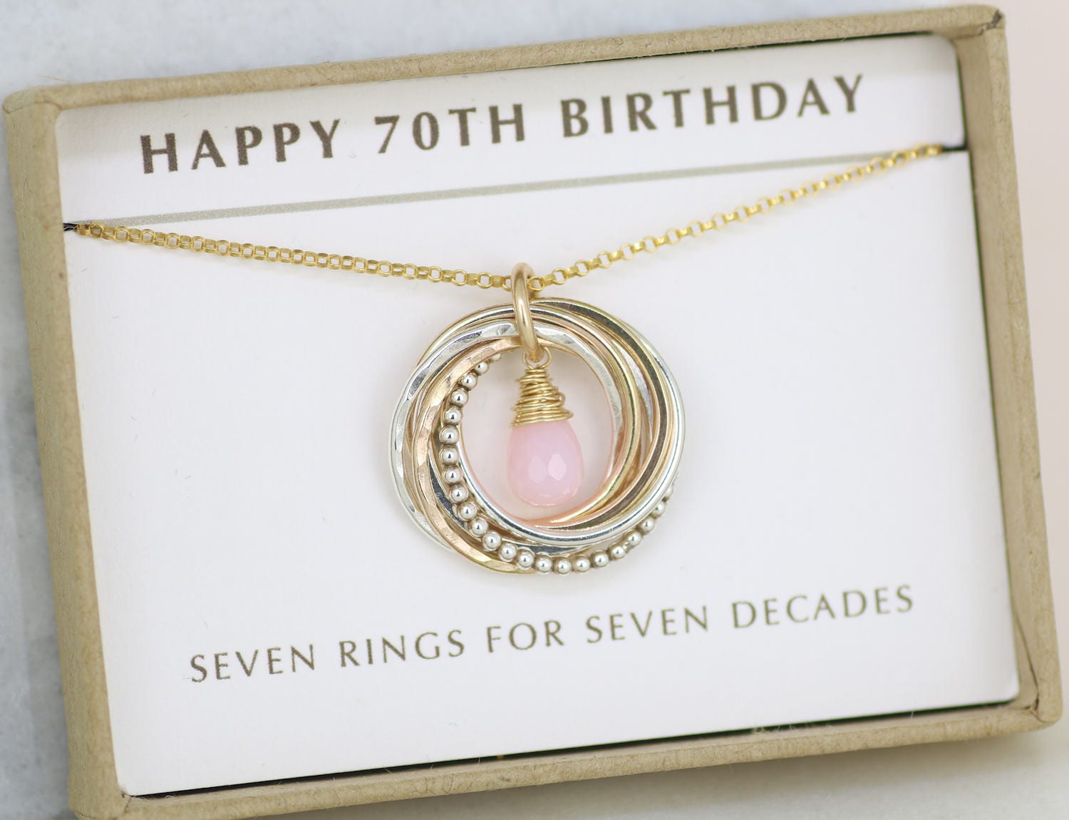 70th birthday gift for mother pink opal necklace October