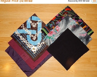 ON SALE Lot 6 of Assorted Vintage Polyester Huge Scarves