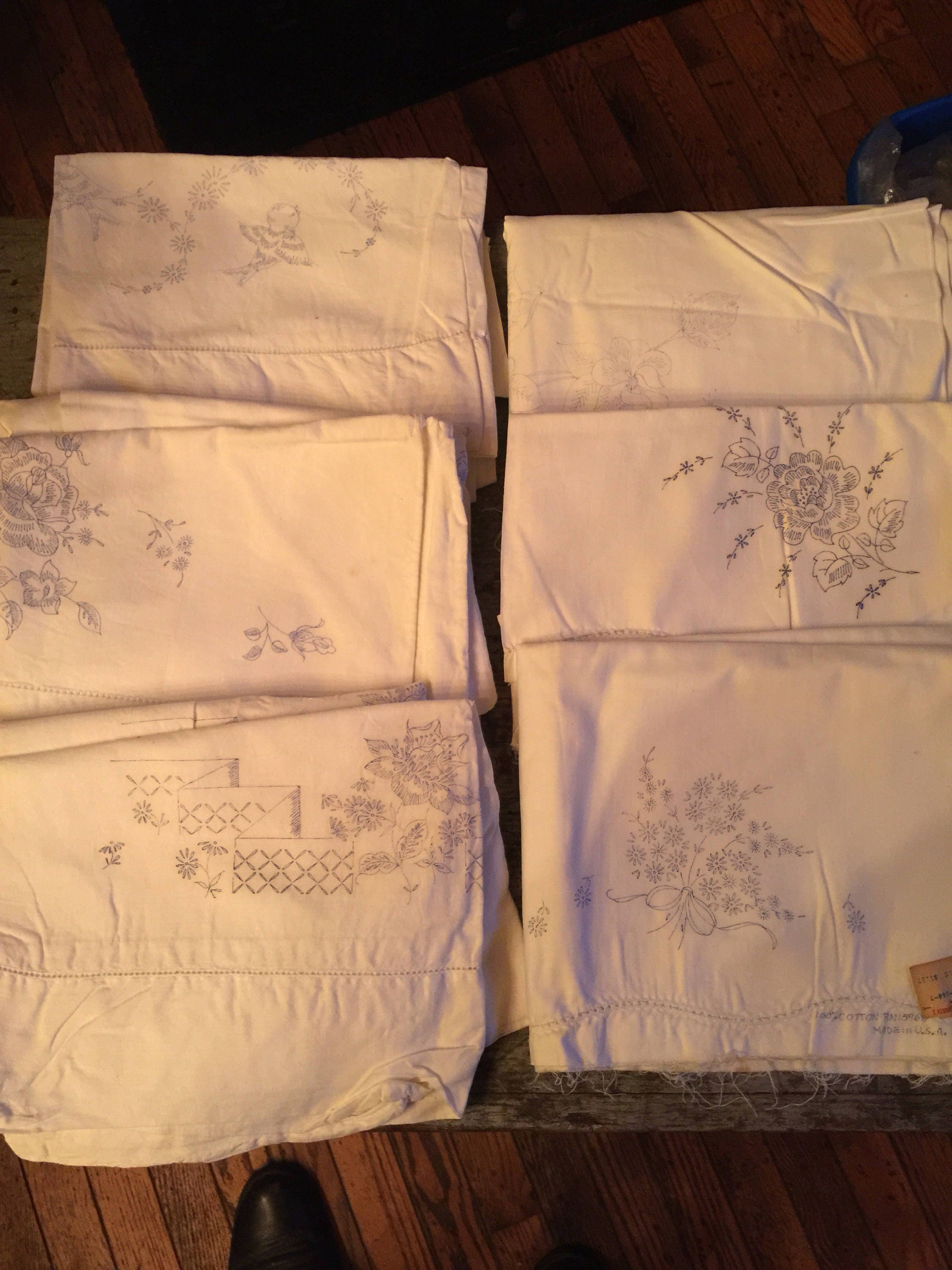 Vintage Lot of Cotton Pillow Case Tubing for Embroidery from knelanewton on Etsy Studio