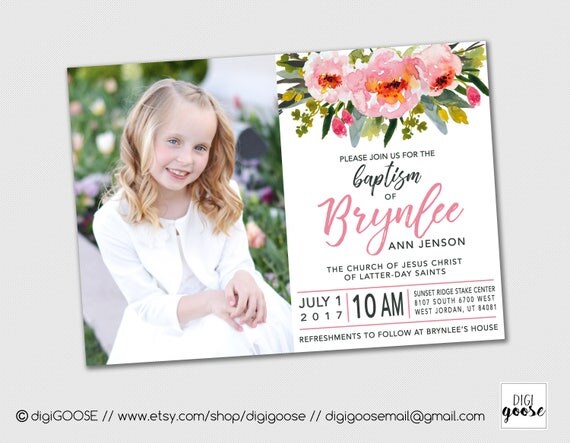 Lds Girl Baptism Invitations 8