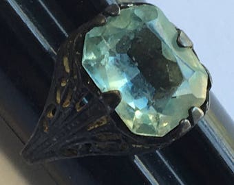 Vintage Silver and Pale Blue Stone Ring