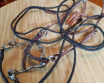 Vintage CMC Leather Bridle Bit Reins Tack Tav 1980s Made in the USA