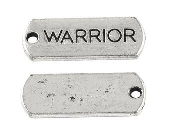 10 pcs. Antique Silver "Warrior" Rectangle Charms Pendants - 21mm X 8mm