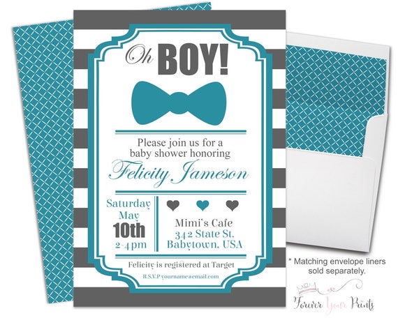 Baby Shower Invites Boy - Boys Baby Shower Invites - Baby Boy Invitation - Baby Boy Invites - Oh Boy Invitation - Oh Boy Invite - Bowtie Il_570xn