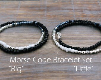 Big Little Sorority Sister Bracelet Set, Big Little Bracelet, Big Little Jewelry, Sorority Sister Gift, Big Little Gift, Little Big Sorority