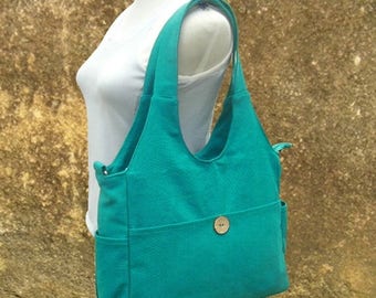 On Sale 20% off turquoise canvas hand bag, canvas messenger bag, diaper bag, tote bag for ladys
