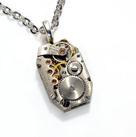 WALTHAM Steampunk Jewelry Steampunk Necklace Steampunk Watch Vintage Rectangular Silver Women Men Steam Punk Jewelry By VictorianCuriosities by VictorianCuriosities steampunk buy now online