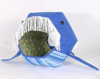 Blue Whale Cat House - The Cat Ball® - Cat Hideaway for Shark Week - Fantasy Cat Bed - Fantasy Cat Furniture - Nautical cat house - cetacean