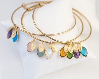 Custom Birthstone Charm Bracelet For Mom - Mothers Bracelet - Custom Bracelet - Family Tree Bracelet - Gift Jewelry