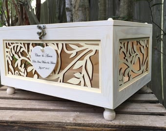 Wedding Card Box - 11.75" - Love Letter Box - Laser Cut Box - Mr. & Mrs. - Wishing Well Box - Wedding Money Box - Wedding Advise Box