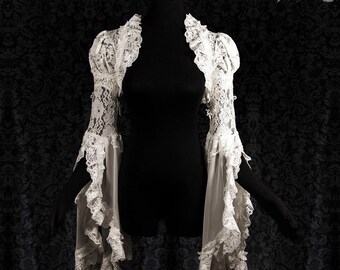 Shrug Nimbata ivory, off white, elven wedding, fantasy bolero, angelic sample pre-sale, approx size S, Somnia Romantica by Marjolein Turin