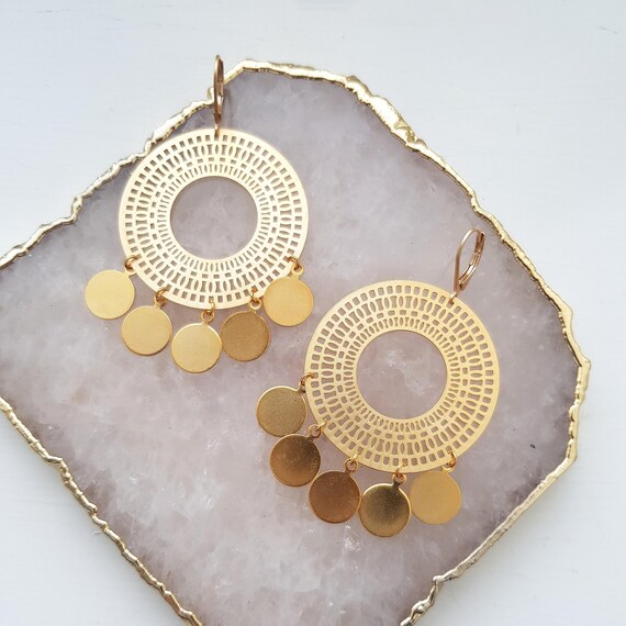Gold Hoop Earrings Boho Hoop Earrings Boho Jewellery Gold