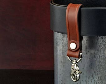 Leather Key Fob, Leather Belt Keychain, Leather Keychain, Leather Fob - Brown