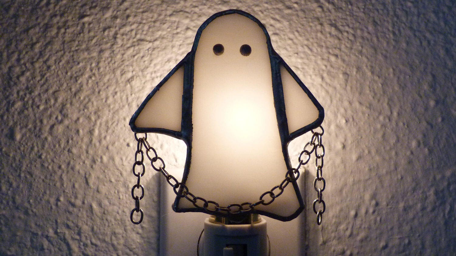 Ghost Night Light White Stained Glass Wall Plug in On Off