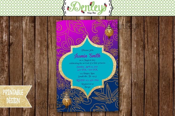 Moroccan Baby Shower Invitation Arabian Nights Shower Baby