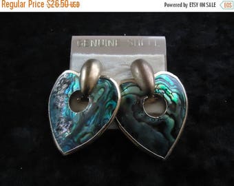 Now On Sale Vintage Abalone Shell Heart Earrings Collectible Costume Jewelry 1980s