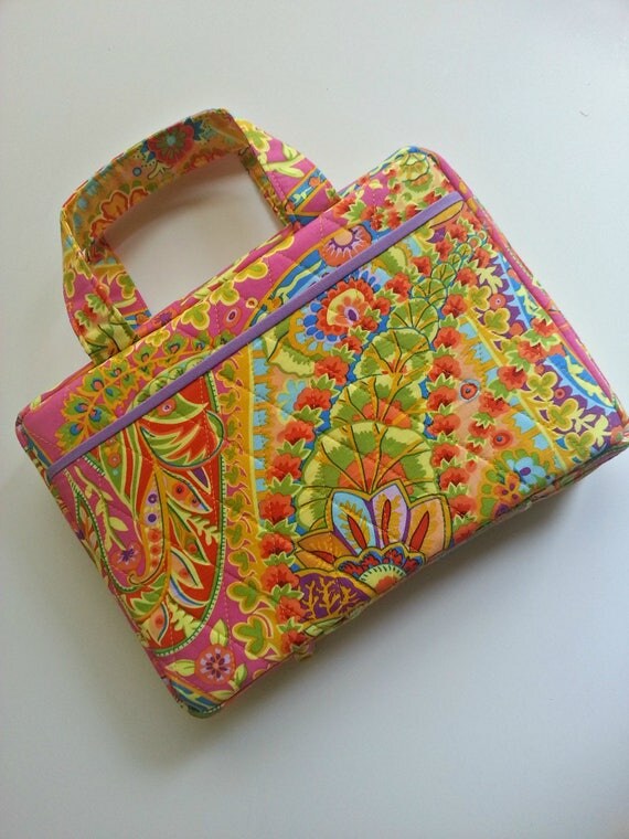 Quilted Zipper Bible Cover in Bright Yellow Paisley print