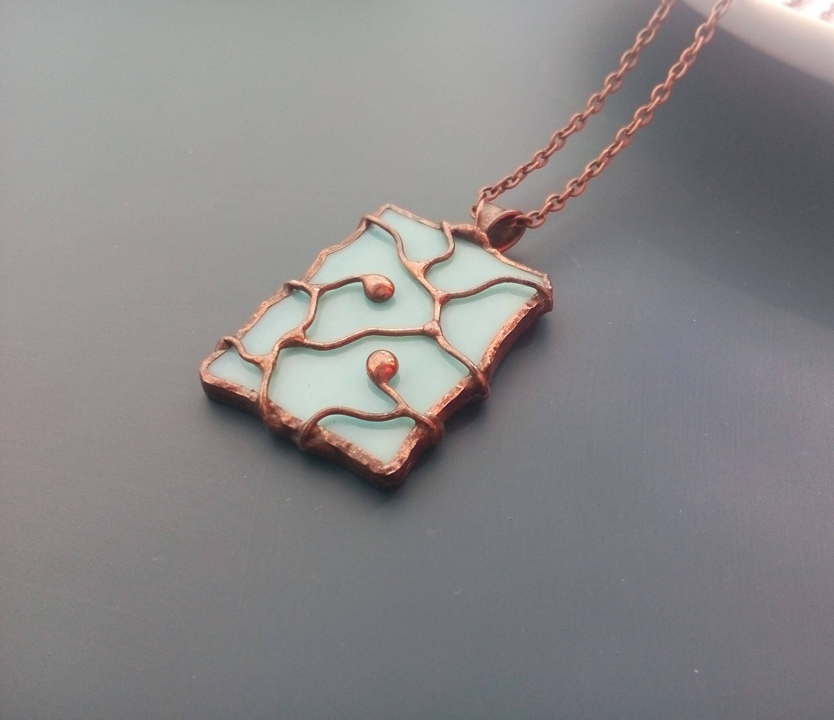 Stained glass jewelry wire necklace contemporary jewelry