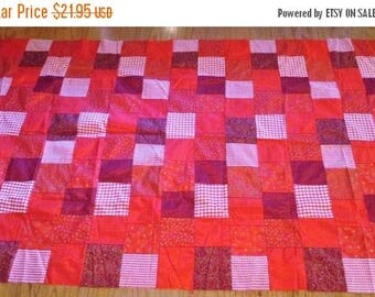 60% Off SALE Quilt Top...Red Fabric Quilt Squares