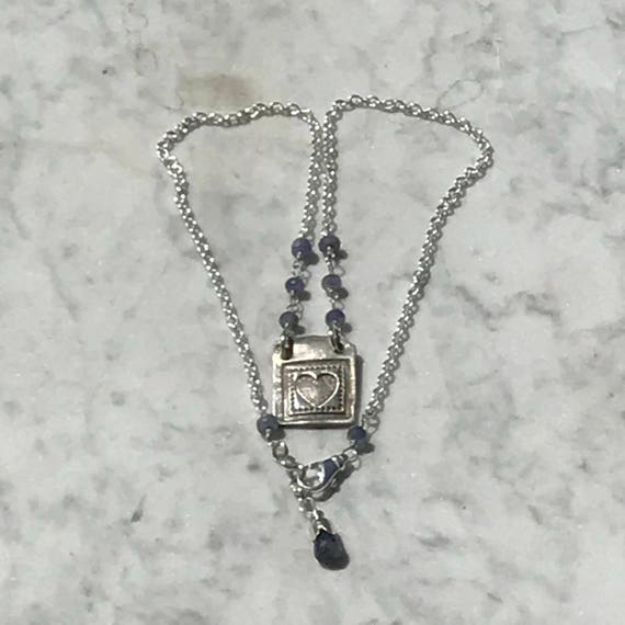 Tanzanite + Pendant + Necklace + Boho Sundance Style + Rustic + Fine silver