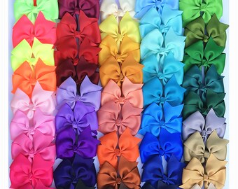 Set of 2 pcs 4 inch pinwheels Bows, teen hair bows, back to school, Boutique bows, Pig Tail Bows, Wholesale ,50 colors to choose