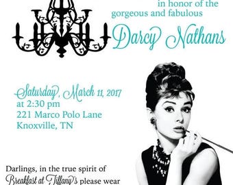 SALE 15% Off Ends Sunday Breakfast at Tiffany's Bridal Shower Theme, Audrey Hepburn inspired invitations, Tiffany Blue Bridal Shower, Tiffan
