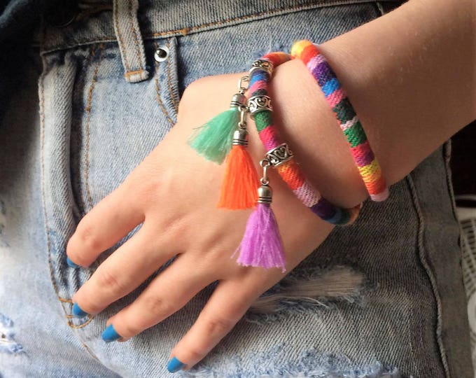 Bohemian bracelet, Ethnic wrap, Boho wrap,wrap bracelet tassel charm,tribal bracelet,hippie bracelet,ethnic bracelet, women bracelet, gift