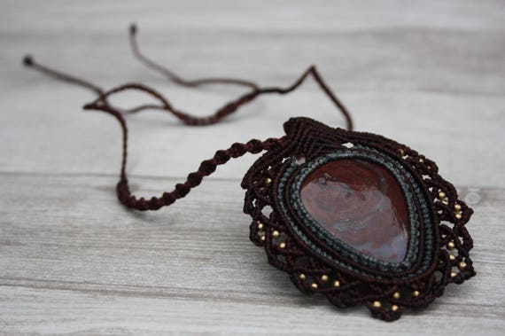 RUBY MACRAME NECKLACE- Statement Macrame Necklace- Limited Edition- Macrame Choker- Crystal Necklace- Handmade -Ruby -Agate -Healing Crystal