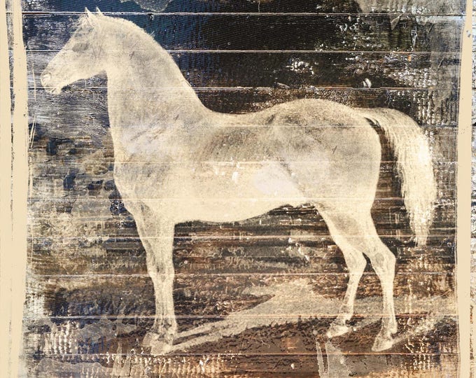 White Horse I. Large Horse, Unique Brown Horse Canvas Print, Rustic Horse, Large Contemporary Canvas Art Print up to 48" by Irena Orlov