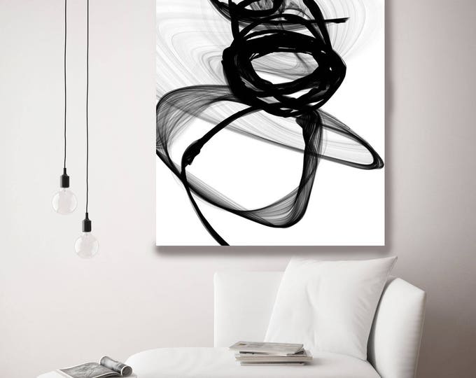 That Energy, Black and White Contemporary Abstract Canvas Art Print, Extra Large BW Contemporary Canvas Art Print up to 72" by Irena Orlov