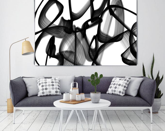 Abstract Expressionism in Black And White 26, Contemporary Abstract Wall Decor, Large Contemporary Canvas Art Print up to 72" by Irena Orlov