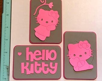 Sizzix HELLO KITTY Lot of 3 Medium Sizzlits (Rare) - Cleaned and Tested