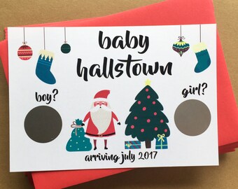 Christmas Gender Reveal Scratch-Off Cards- Santa Christmas Baby Gender Reveal Scratch Off Cards