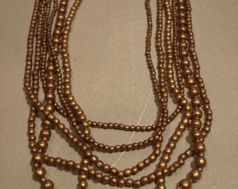 RESERVED Angie Vintage Antique Gold Bronze Tone Beaded Necklace