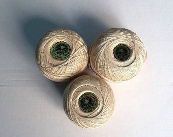100% cotton Madame Tricote lace yarn, Egypt cotton no 70 Crochet Yarn 3 skeins, bulk yarn, on sale mercerized yarn, beige cotton thread yarn
