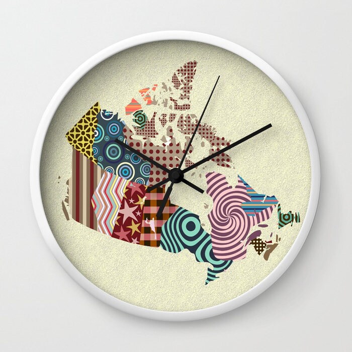 Canada Map Unique Wall Clock, Wall Clock Canada, Home Decor, Canadian