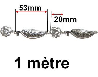 1 meter of 53mm 20mm antique silver fancy chain